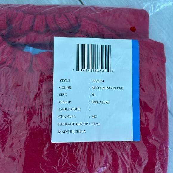 CeCe Women's Red Long Sleeve Smock Cuff Mock Neck Sweater Dress Size XL - Picture 4 of 4